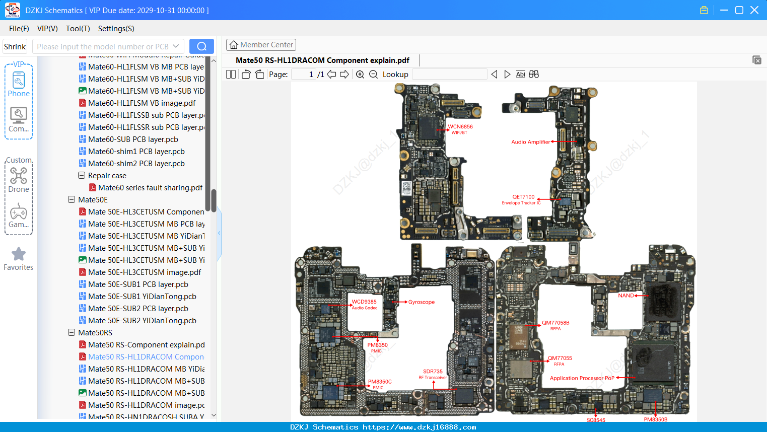 Huawei Mate50 RS-HL1DRACOM Component Explain